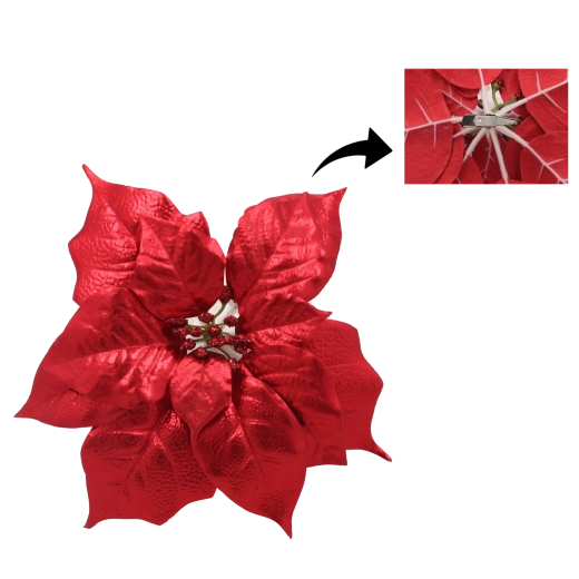 Estrella navideña artificial 25 cm con clip – roja, set de 12 uds