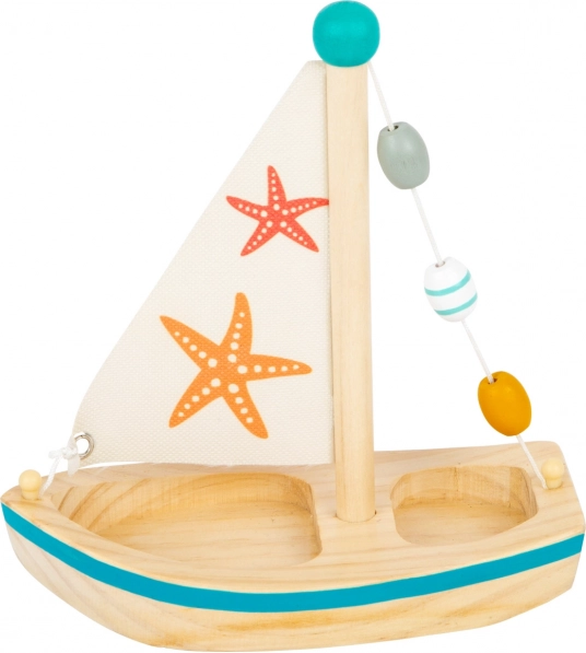 Small Foot velero de madera con estrellas de mar para el agua