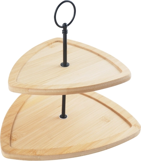 Fuente escalonada de bambú para servir 25 × 23,5 cm