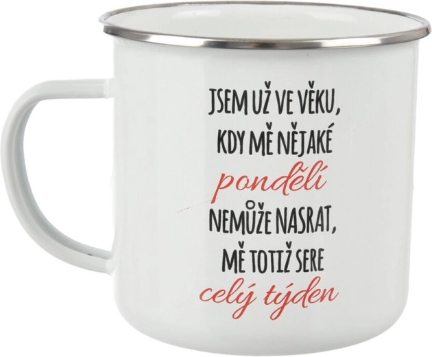 Taza esmaltada «Lunes» 500 ml blanca