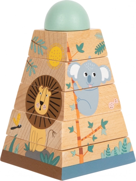 Torre de apilado de madera Safari para niños
