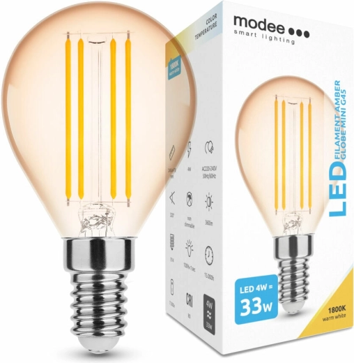 Bombilla LED de filamento regulable Modee Amber Globe Mini G45 E14 4 W