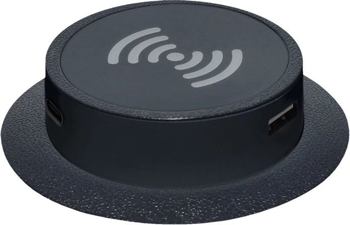 Cargador inalámbrico retráctil Solight Qi 15 W con USB-A y USB-C PD, negro - 1 pieza