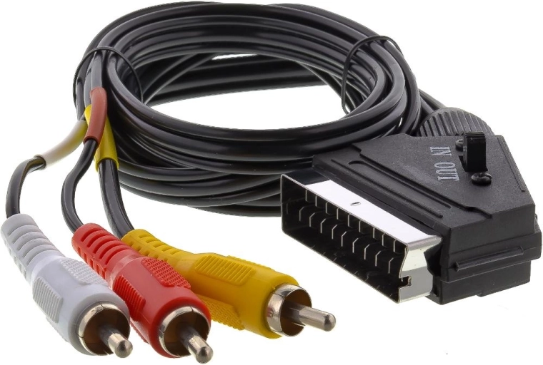 Cable SCART Sencor con 3 conectores RCA y selector, 1,5 m