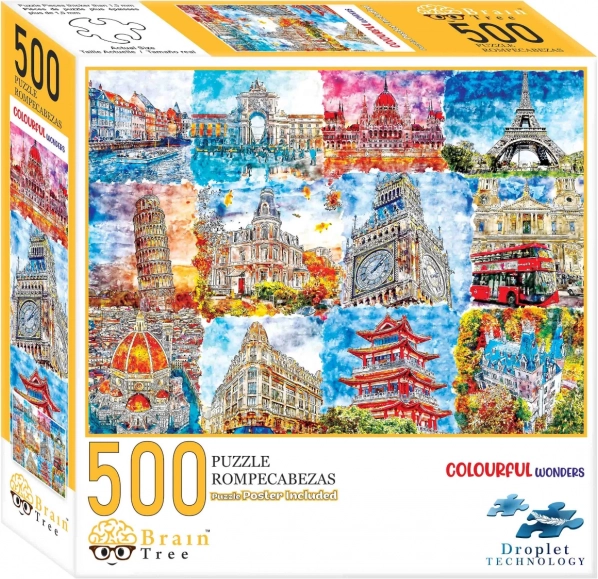 Puzzle Monumentos en colores Brain Tree 500 piezas