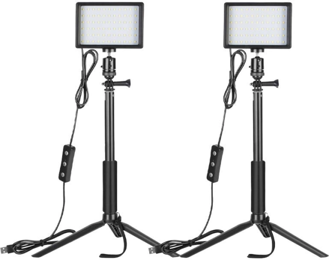 Kit de estudio Neewer con dos luces LED, filtros y trípodes
