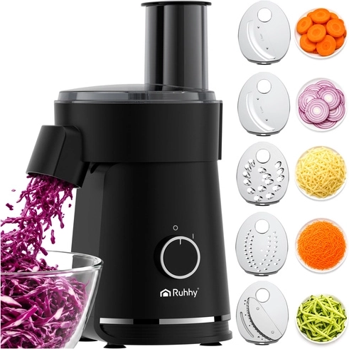 Rallador y cortador eléctrico de verduras Ruhhy 200 W, 5 discos - 1 unidad
