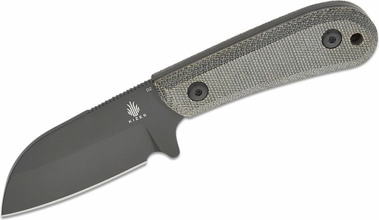 Kizer Deckhand Black cuchillo fijo 7,5 cm con acabado negro Stonewash y empuñadura de Micarta, funda Kydex