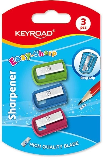 Sacapuntas de plástico KEYROAD Slim, 3 uds