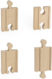 Vías de madera pequeñas rectas 4 uds