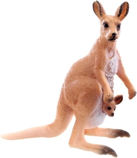 Figura de plástico de canguro con cría 9 cm
