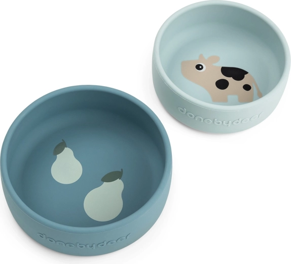 Done by Deer set de cuencos de silicona Dotti azul 2 uds.