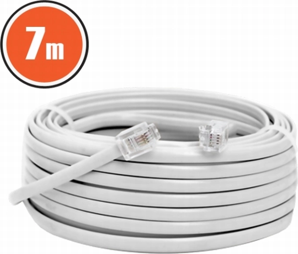 Cable telefónico 6P4C, 7 m, blanco