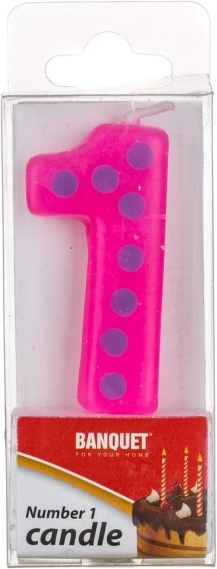 Vela de cumpleaños n.º 1 rosa