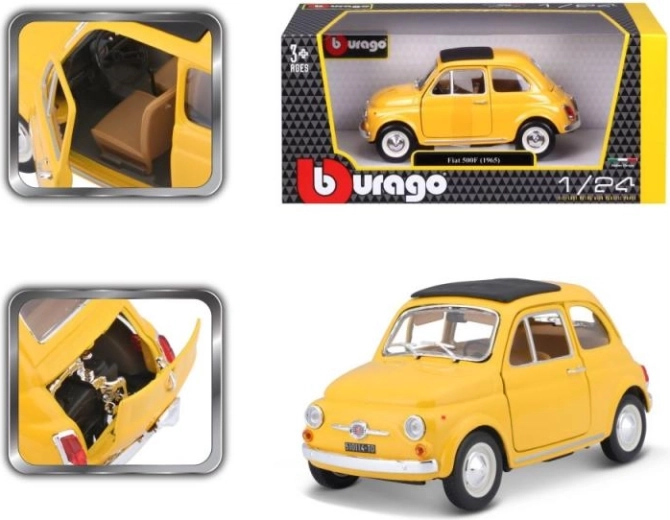 Modelo de coche Bburago Fiat 500 F 1965 amarillo 1:24