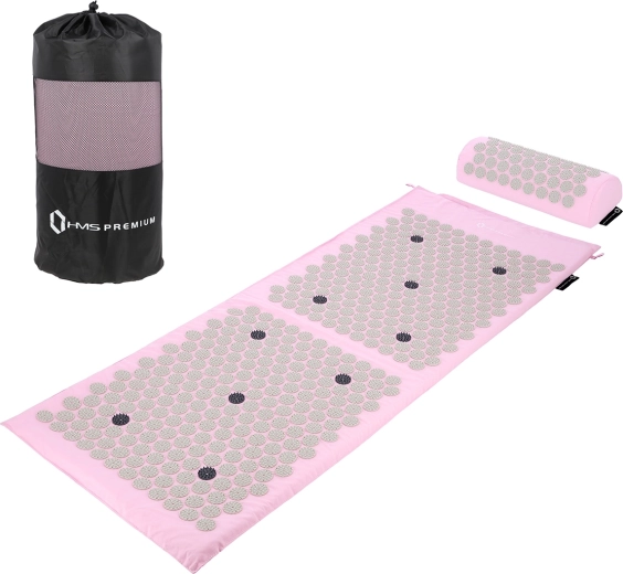 Set de acupresión HMS Premium – esterilla rosa y almohada para relajación y alivio del dolor