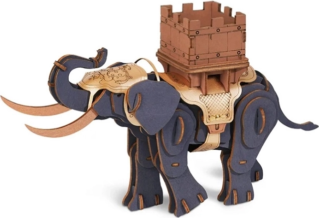 RoboTime rompecabezas 3D de madera elefante guerrero
