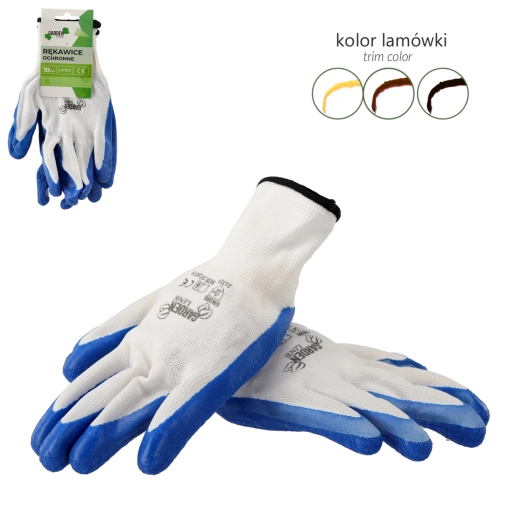 Guantes protectores de poliéster con recubrimiento de látex, talla 10/XL