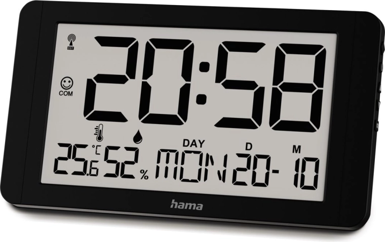 Reloj de pared radiocontrolado Hama Cuba negro