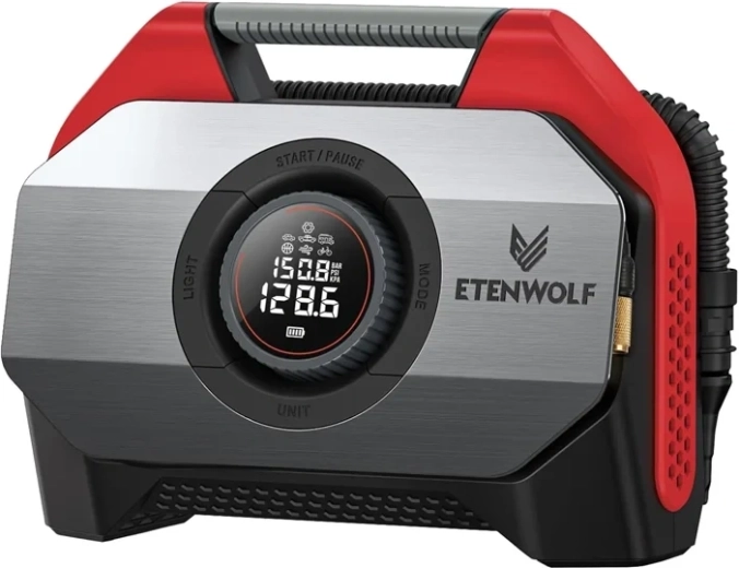 Autocompresor Etenwolf S6 con powerbank de 19 200 mAh, 11,03 bar, rojo