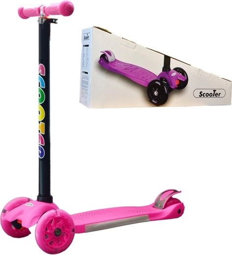 Patinete infantil de tres ruedas con ruedas luminosas – rosa