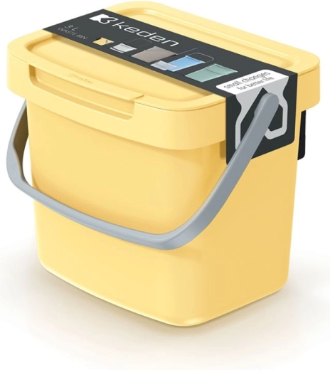 Papelera de 3 l con tapa amarillo claro SYSTEMA Q COLLECT
