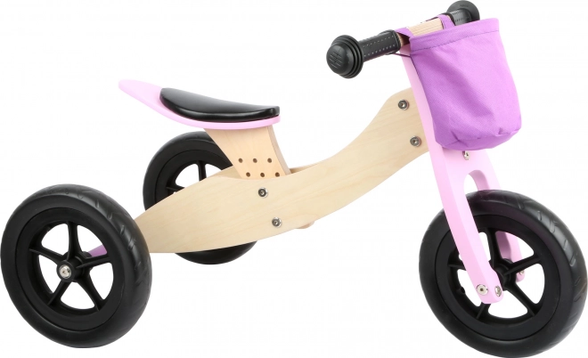 Bicicleta de equilibrio de madera 2 en 1 rosa