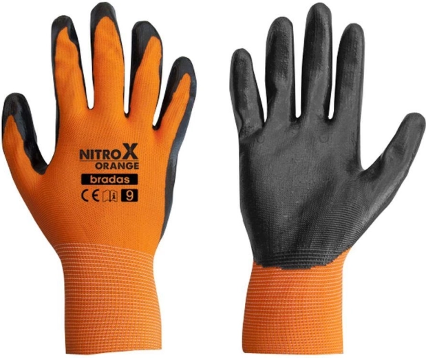 Guantes de trabajo de nitrilo NITROX ORANGE, talla 9