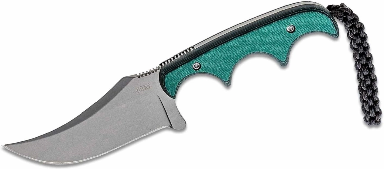 CRKT Minimalist Persian – cuchillo de cuello pequeño 7 cm, verde, Micarta, funda de polipropileno
