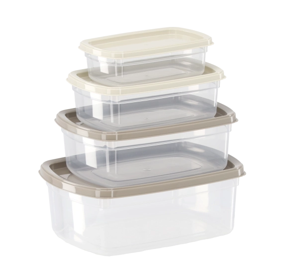Juego de recipientes de plástico para alimentos, 4 uds – 0,25 l, 0,5 l, 0,75 l, 1,2 l