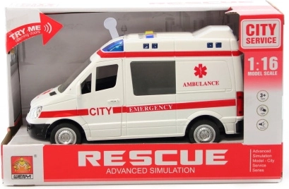 Ambulancia de plástico a pilas con luces y sonidos