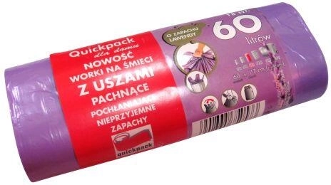 Bolsas de basura con asas 60 l, 60 × 72 cm, aroma de lavanda