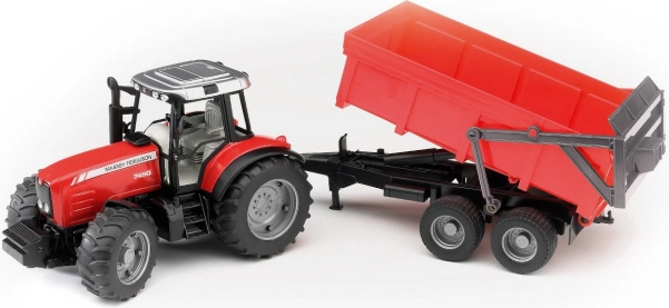 Bruder tractor MASSEY FERGUSON con remolque volquete, rojo