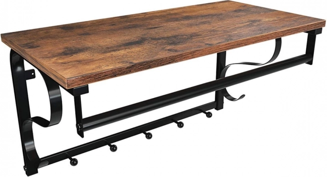 Estante de pared loft con ganchos y barra