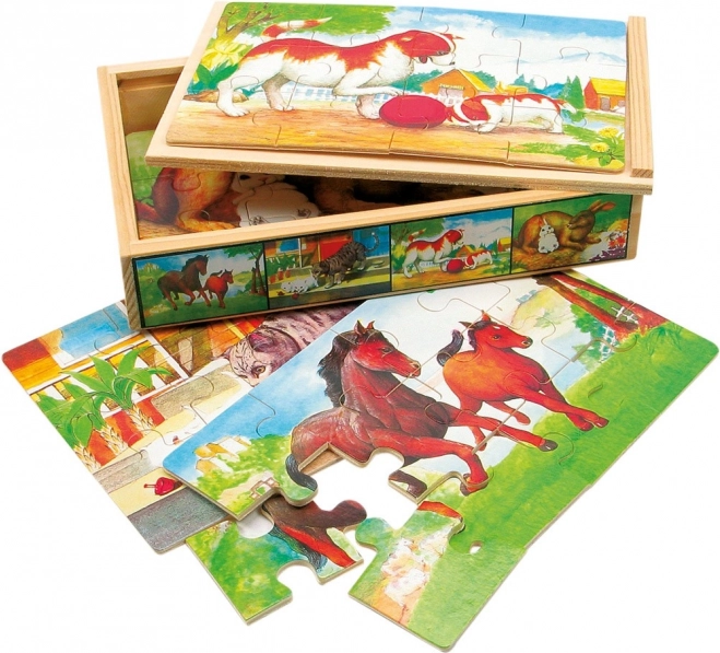 Puzle de madera de animalitos en caja