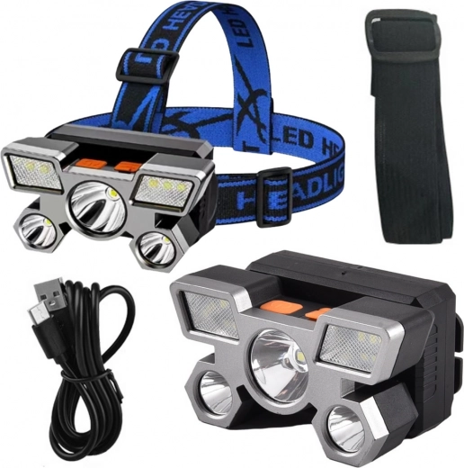 Linterna frontal LED 800 lm, 4 modos, carga USB, resistente al agua IPX45