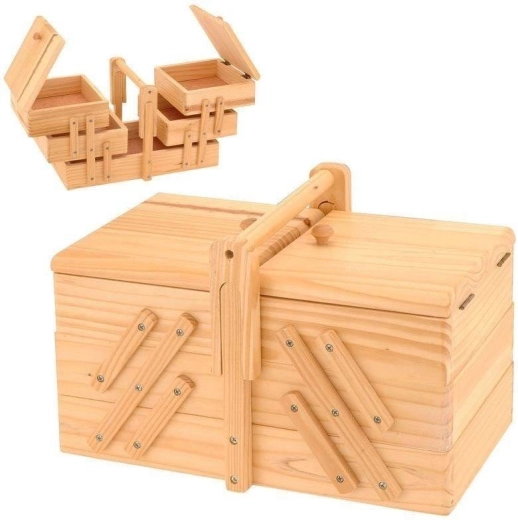 Caja de costura de madera 30 × 16 × 20 cm