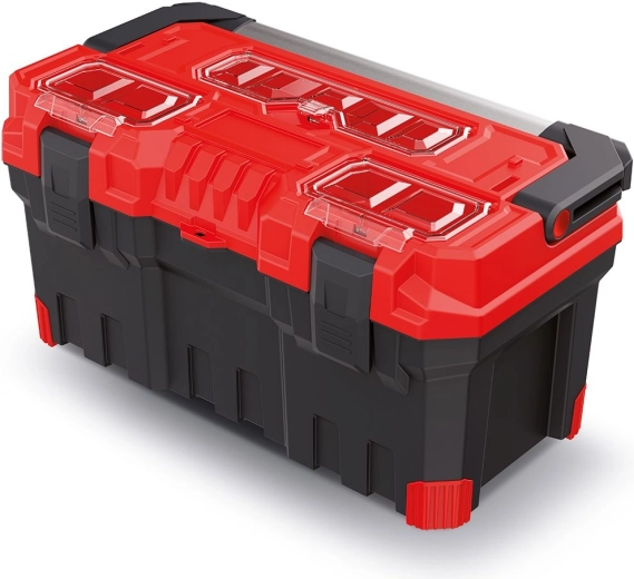 Maletín de herramientas de plástico con asa metálica TITAN PLUS, 55 × 29 × 28 cm, rojo