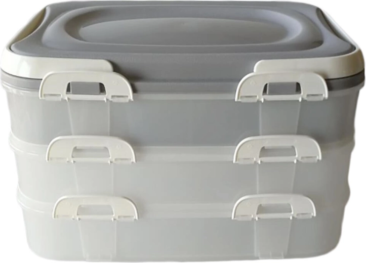 Caja apilable para picnic con asas, 3 niveles, 40 × 30 × 24 cm