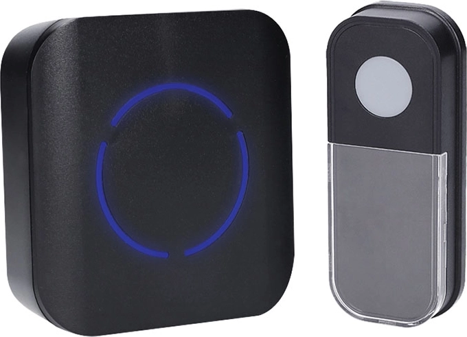 Timbre inalámbrico Solight para enchufe, 180 m, negro, con Learning code