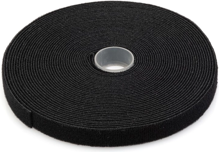 Brida autoadhesiva de velcro para cableado 15 mm, 10 m, negra