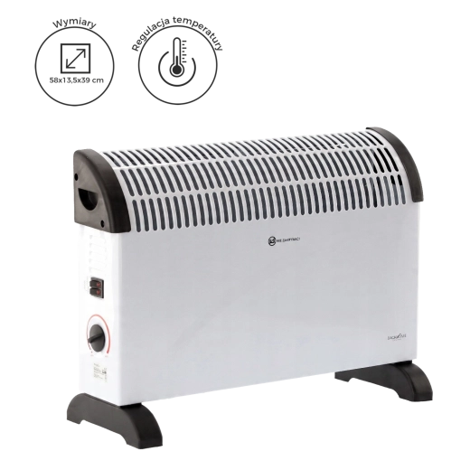 Calefactor eléctrico de convección 2000 W, 58 × 13,5 × 39 cm
