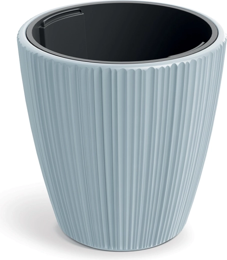 Maceta ORO 47 cm gris claro con estrías verticales