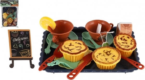 Juego de té infantil con bandeja de plástico