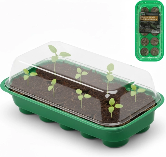 Set para germinación con miniinvernadero y 10 pastillas de turba