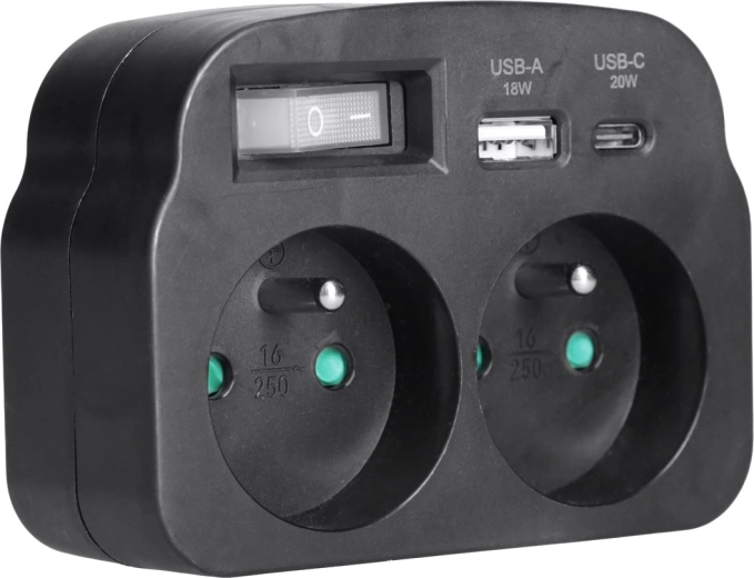 Carga rápida USB-A QC 3.0 y USB-C PD