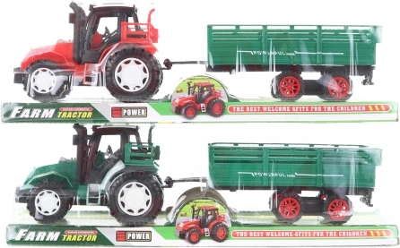 Tractor de plástico con remolque y sembradora para niños