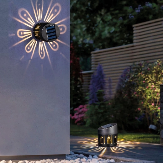 Lámpara decorativa solar para pared o para colocar, luz blanca cálida