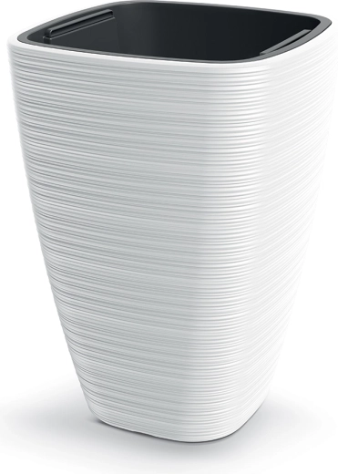 Maceta Vena Square 28,9 cm blanca con inserto interior