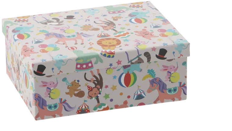 Caja de regalo con animales de colores 21,5 × 16,5 × 8,4 cm
